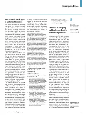 JNS Brain Health For All Ages 2025 The Lancet Volume 406 Issue 10501